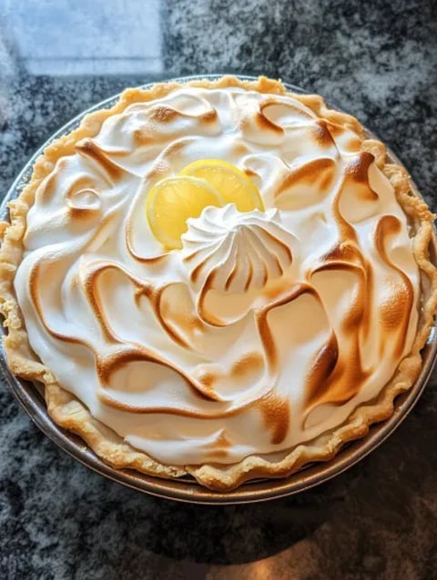 A slice of lemon meringue pie.