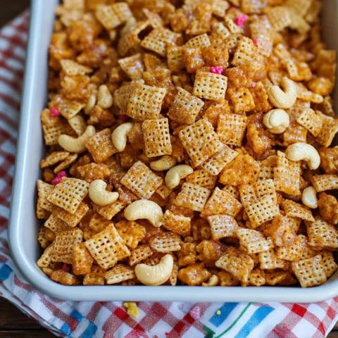 A pan of cereal with nuts.