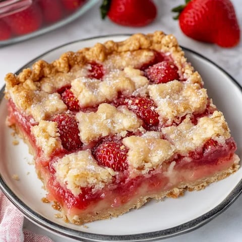 A slice of pie with strawberries on top.