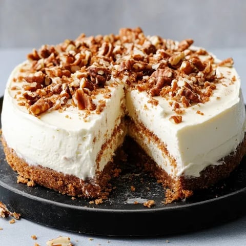 A slice of cake with walnuts.
