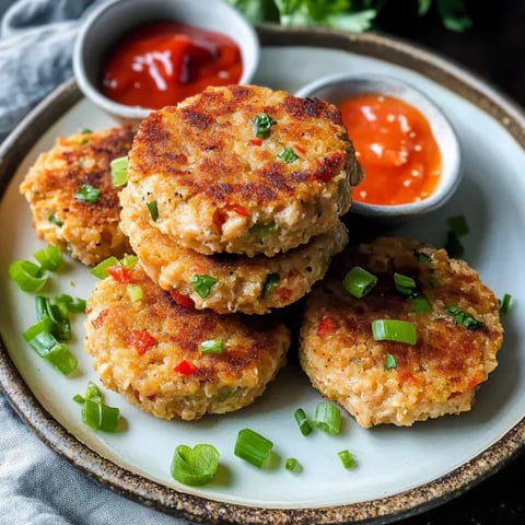 A plate of crab cakes with ketchup and mustard.