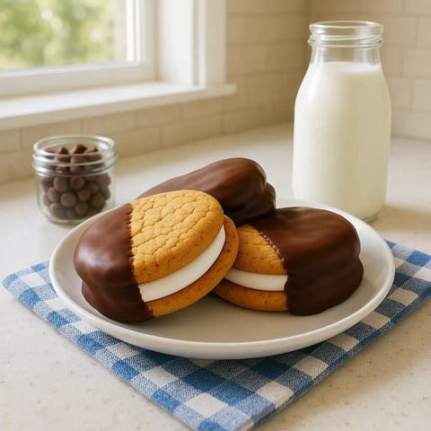 A plate of chocolate chip cookies with milk.