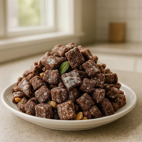 A bowl of candy with a green leaf on top.