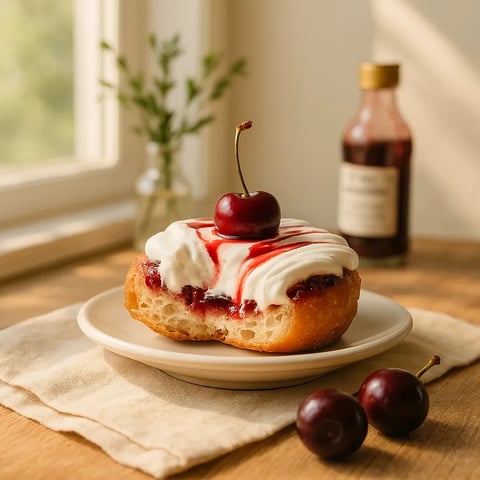Cherry on top of a donut.