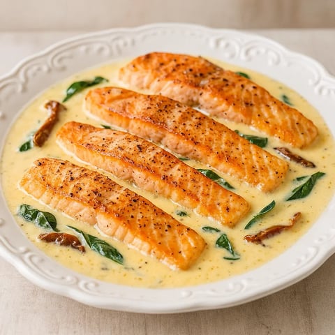 A plate of fish with sauce.