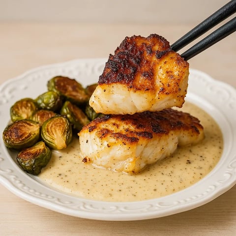 A plate of food with fish and vegetables.