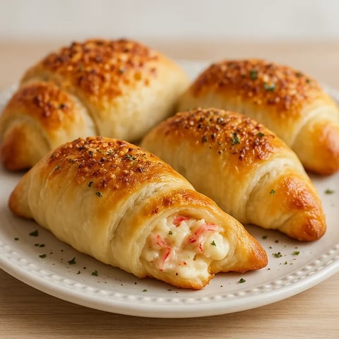 A plate of food with a cream filling.