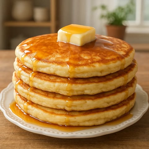 A stack of pancakes with butter on top.
