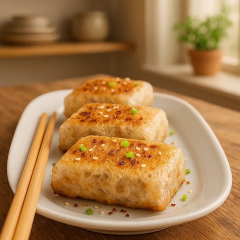 A plate of food with chopsticks on a table.