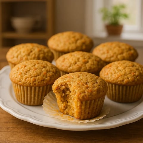A plate of muffins with carrots in them.