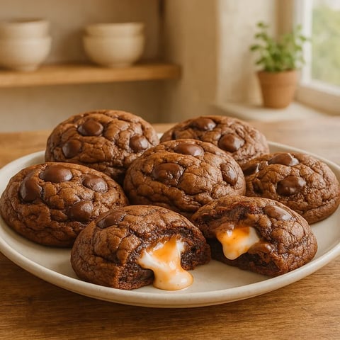 A plate of chocolate cookies with white icing.