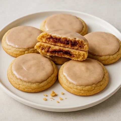 A plate of cookies with icing.