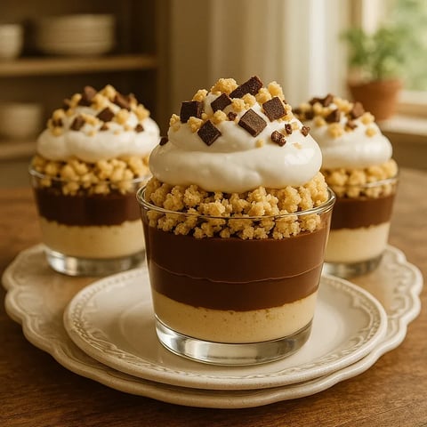 Three desserts on a plate.