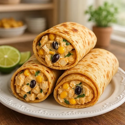 A plate of food with a wrap on it.