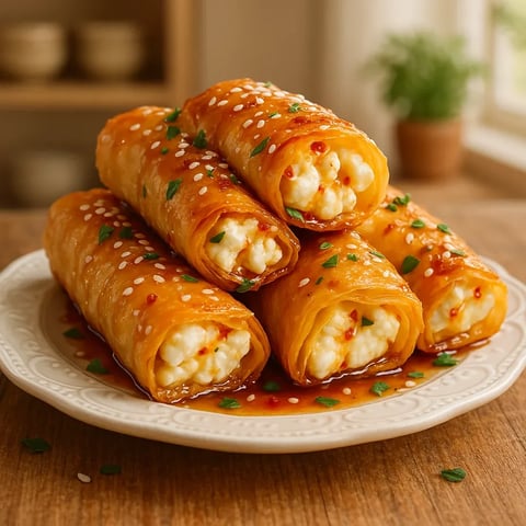 A plate of food with a sauce on it.
