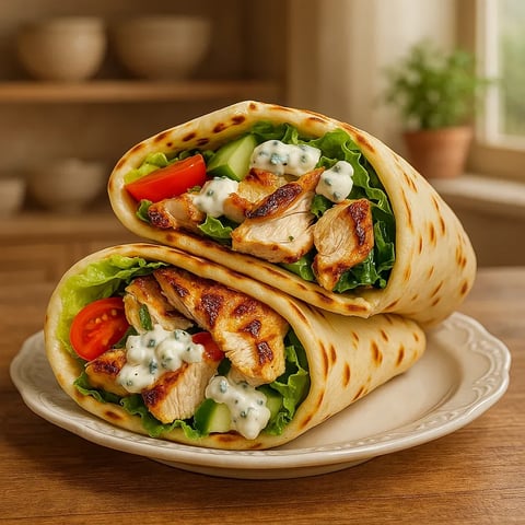 A sandwich with chicken and vegetables.