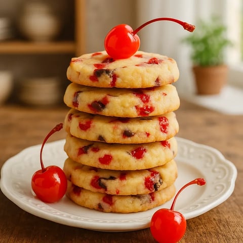 Cherry cookies on a plate.