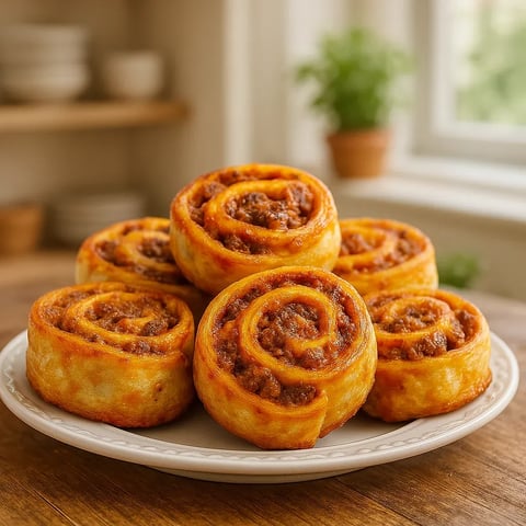 A plate of meat filled pastries.