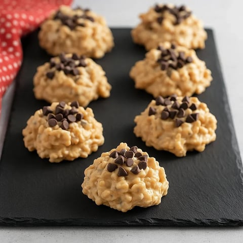A plate of cookies with chocolate chips.