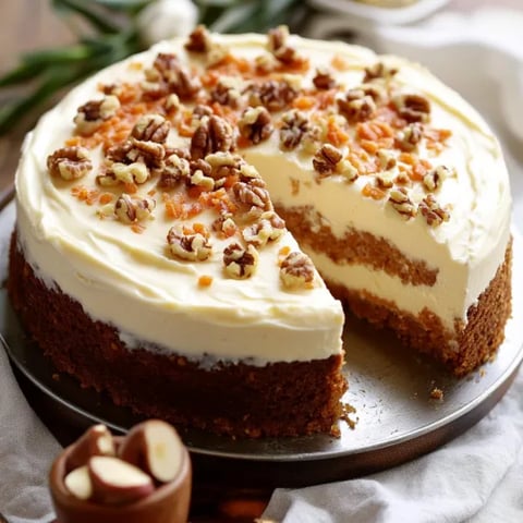 A slice of cake with walnuts on top.