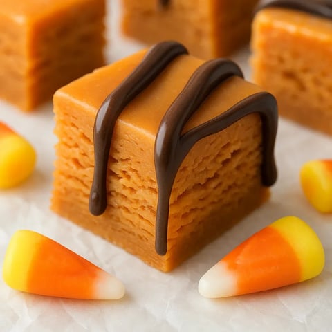 A piece of cake with chocolate and caramel drizzle.