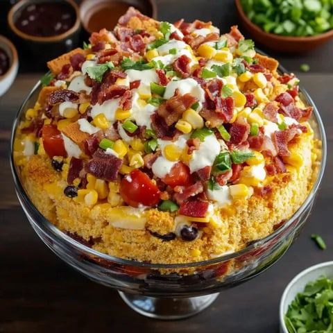 A bowl of food with bacon and cheese.