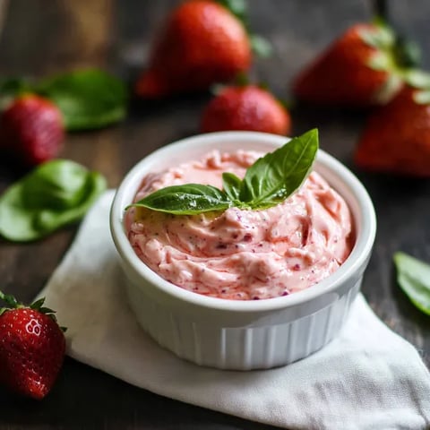 A bowl of strawberry jam with a leaf on top.