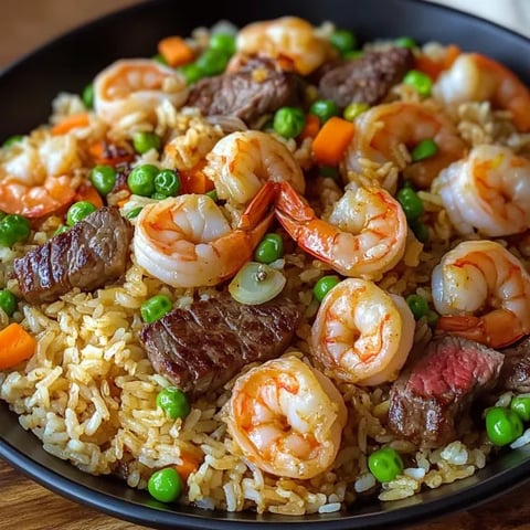 A bowl of shrimp and rice.