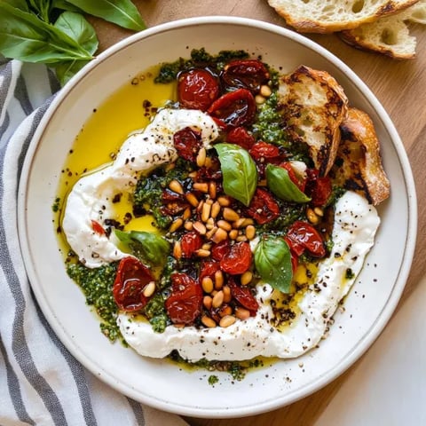 A bowl of food with tomatoes, spinach, and bread.