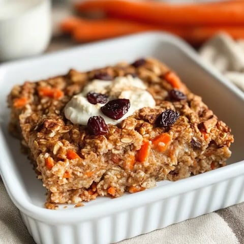 A square white dish with a square of food in it.