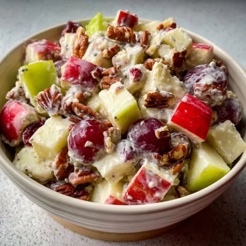 A bowl of fruit salad with nuts.