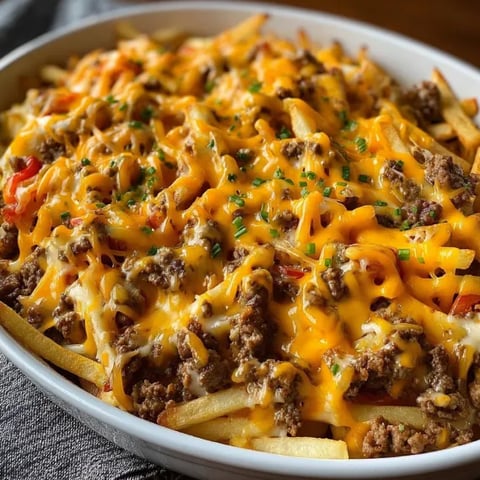 A bowl of cheese and meat covered fries.