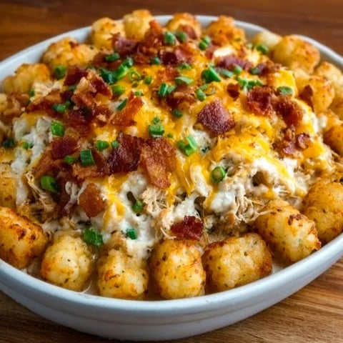 A bowl of food with bacon and cheese.