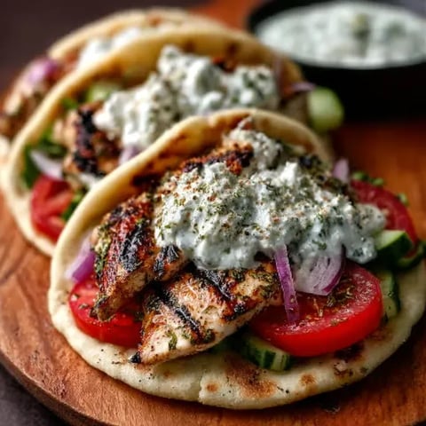 A plate of food with a tzatziki sauce.