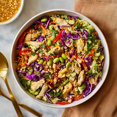 A bowl of Asian chicken crunch salad.