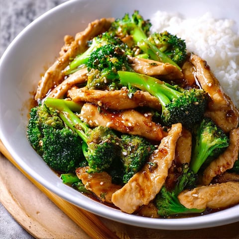 A bowl of Chinese chicken and broccoli.