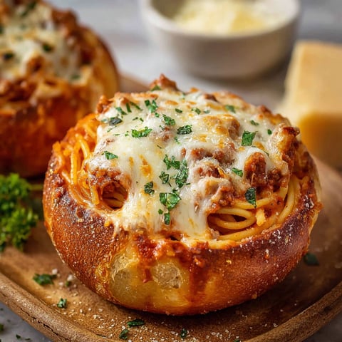 Two bowls of spaghetti garlic bread.