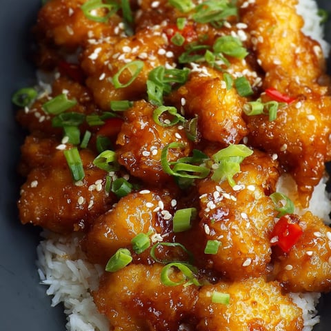 A plate of baked sweet and sour chicken.