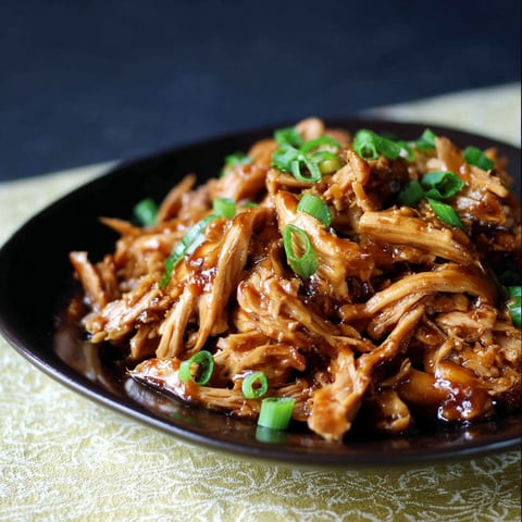 A plate of slow cooker hoisin chicken.