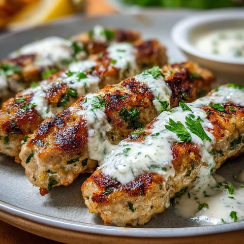 Chicken Kofta with Garlic Yogurt Sauce Recipe.
