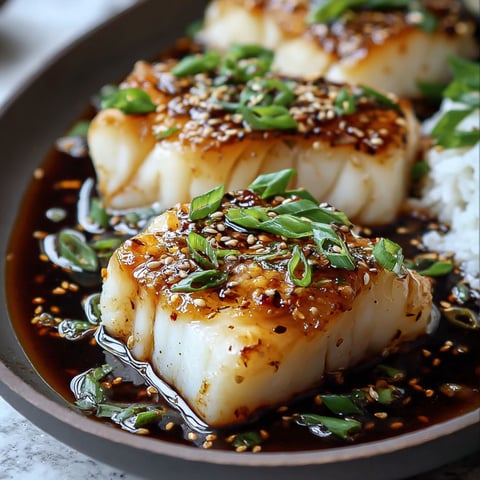 A dish of seafood with a sauce and garnish.