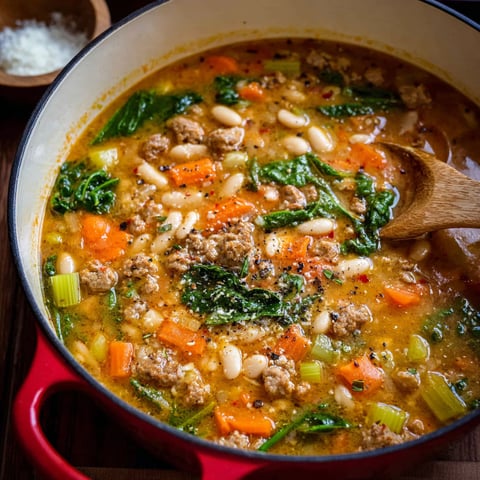 A bowl of soup with meat and vegetables.