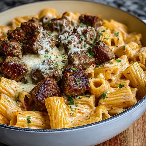 A bowl of pasta with meat and cheese.