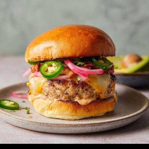 A jalapeno turkey burger on a bun.