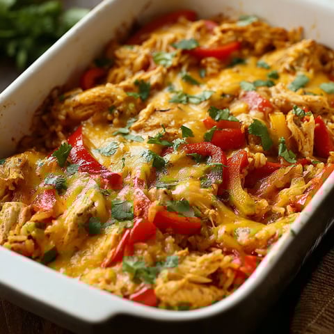 A white dish filled with chicken and peppers.