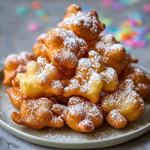 A stack of powdered sugar covered funnel cake bites.