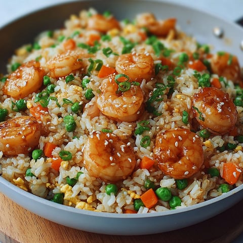 A pan of shrimp fried rice.