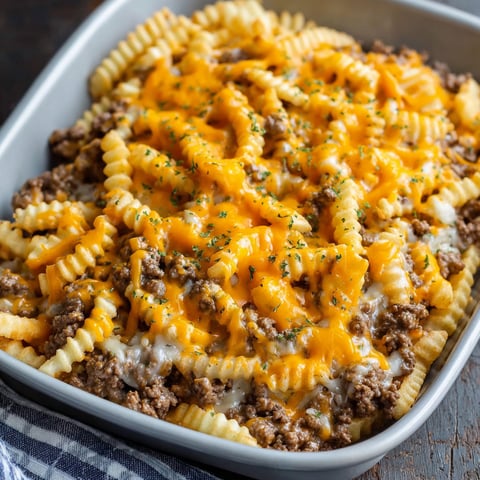 A casserole dish filled with pasta and meat.