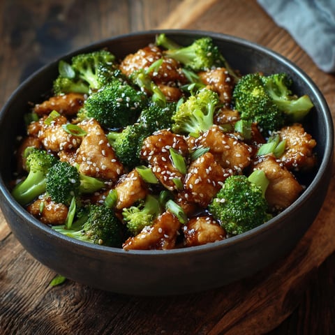 A bowl of chicken and broccoli.