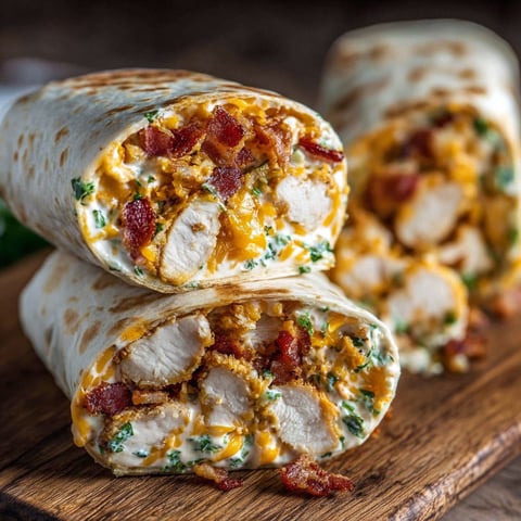 A stack of bacon chicken wraps.
